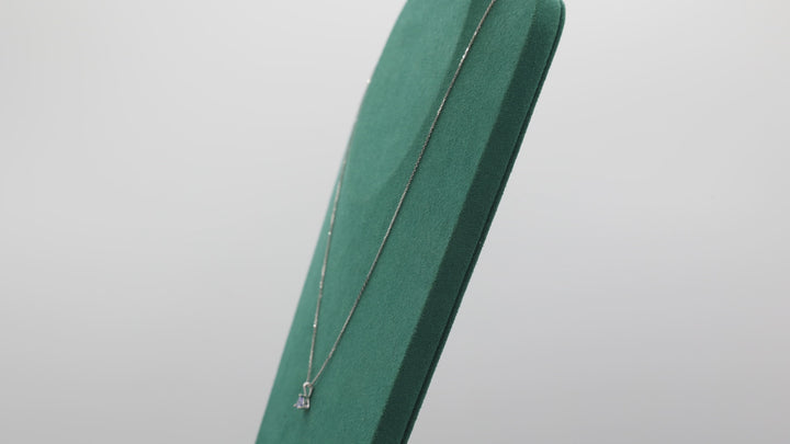 18K White Gold 18 Inch Chain with 14K Trillion Cut Tourmaline Pendant Necklace