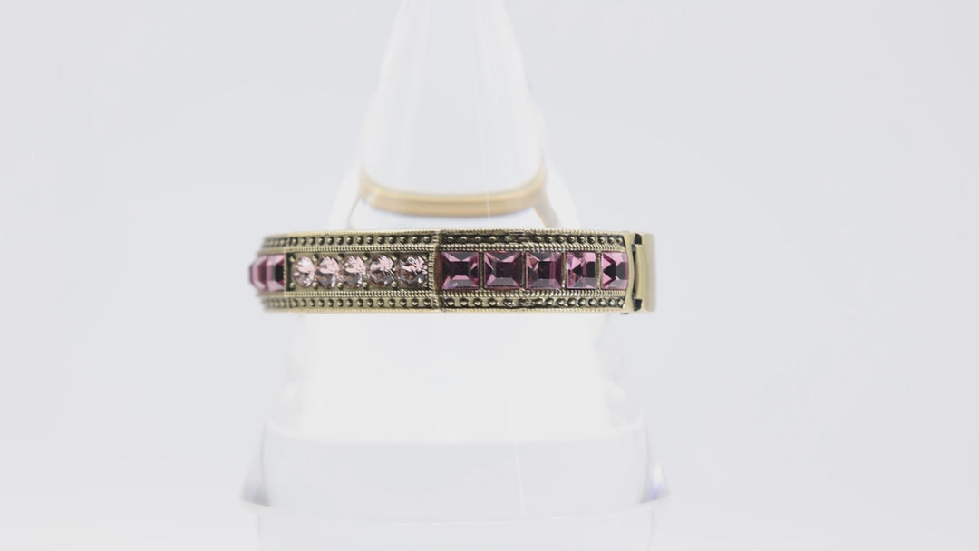 Heidi Daus Vintage Bronze light and dark purple crystals Bangle bracelet