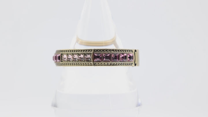 Heidi Daus Vintage Bronze light and dark purple crystals Bangle bracelet