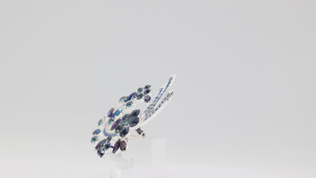 Anne Klein Blue Flower Cluster Arched Pin