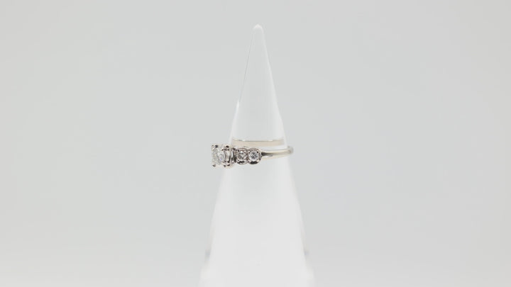 14k White Gold 4.5mm and 2.5mm White Diamonds Ring Size 6.75