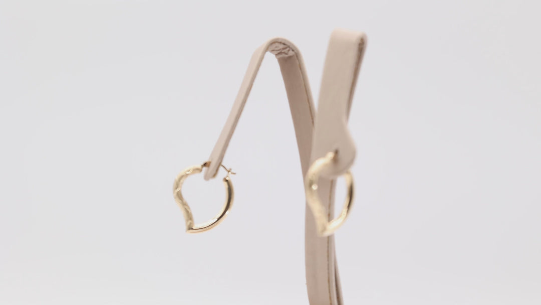 14k Yellow Gold Open Heart Hoop Earrings for Women