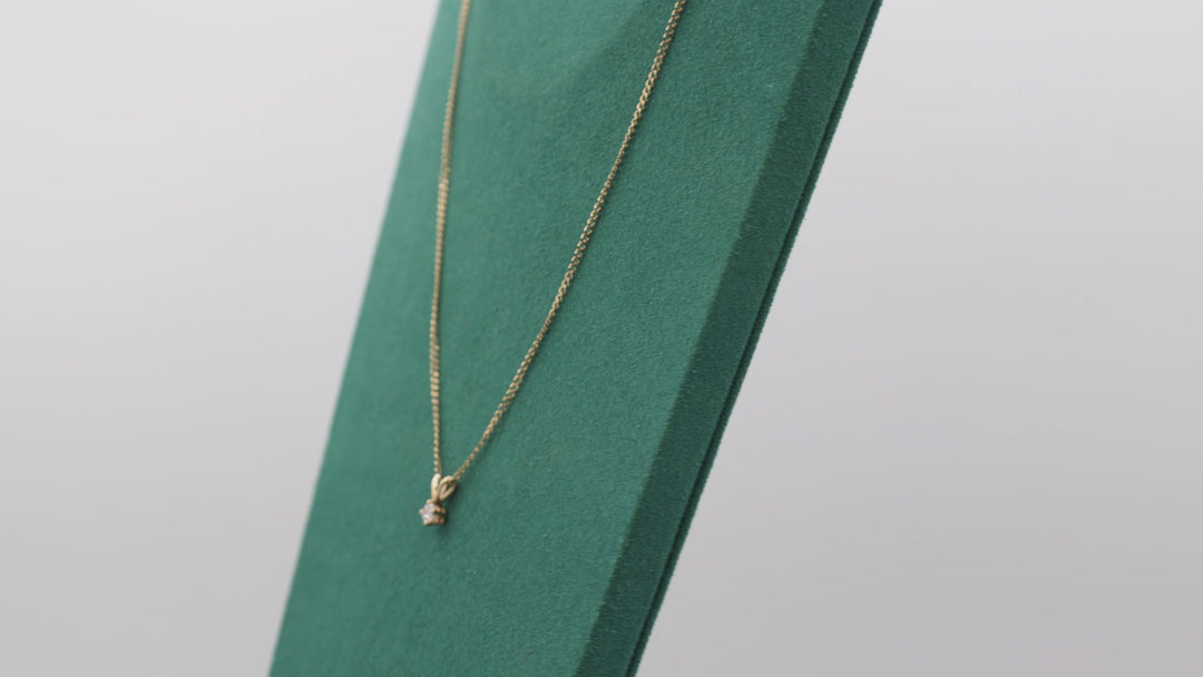 14K Yellow Gold 4mm Round Cut Diamond Necklace Pendant