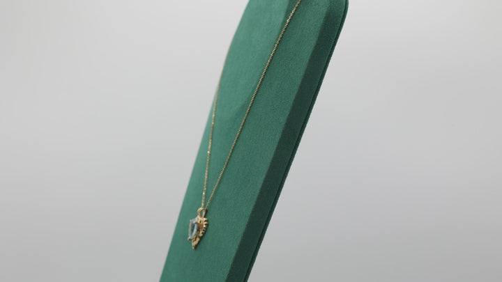 14K Yellow Gold Blue Topaz Open Heart Pendant Necklace