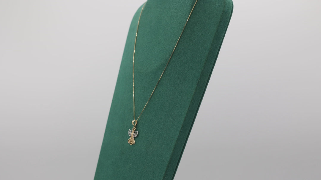 14k Yellow Gold Chain With Angel pendant Necklace - 16 in.