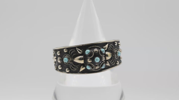 Costume Alp Italy Southwest Cuff Bracelet with Turquoise Accents