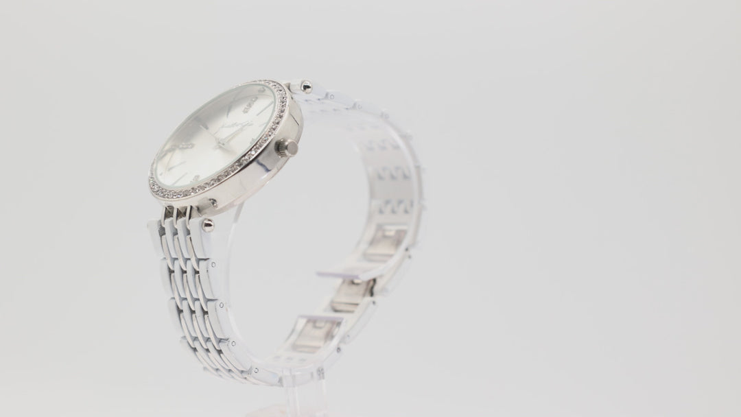 Kendall Kylie White Tri Link Band Silver Toned Crystal Watch