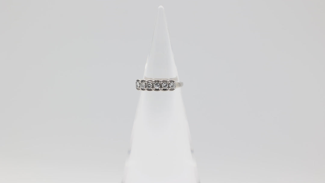 14k White Gold Six Diamond Bridal Ring Size 6.25 Elegant Design