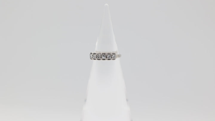 14k White Gold Six Diamond Bridal Ring Size 6.25 Elegant Design