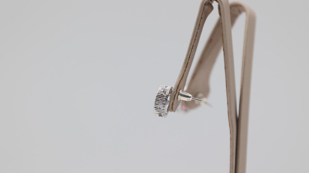 925 Sterling Silver Round Clear Crystal Halo Stud Earrings