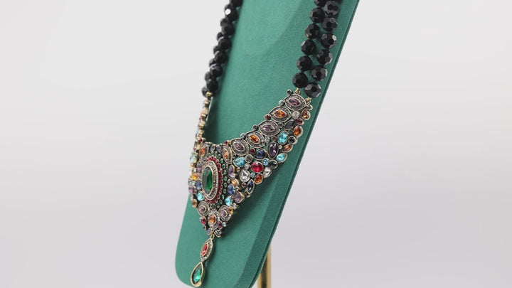 Heidi Daus "Worth Waiting For" Crystal Drop Statement Necklace Multicolored Bib Necklace