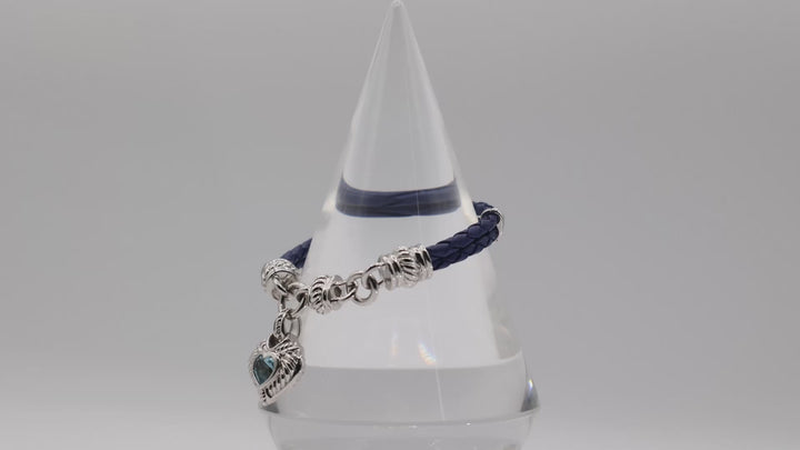 Judith Ripka Blue Topaz Heart Sterling Silver Magnetic Bracelet