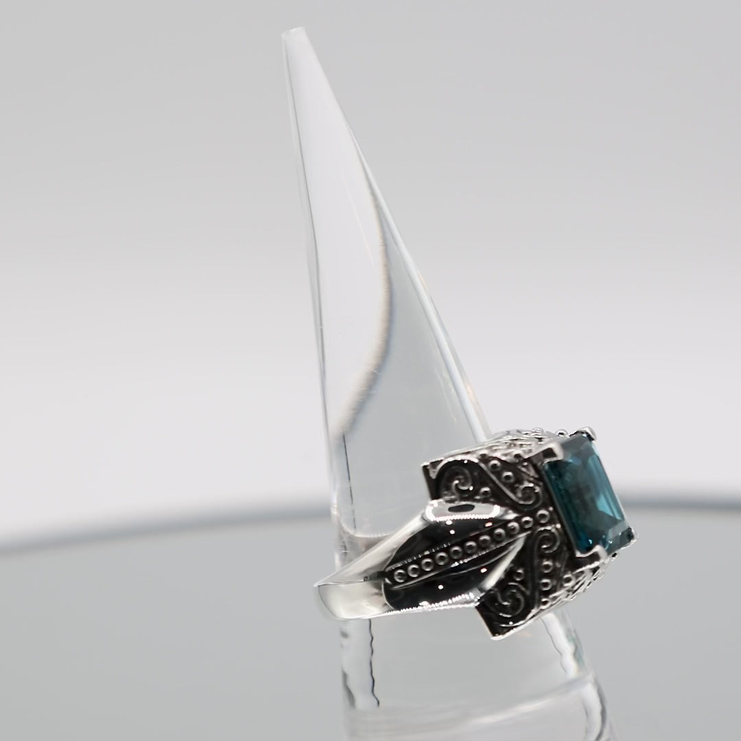 925 Sterling Silver John Hardy Blue Quartz Center - Size 10