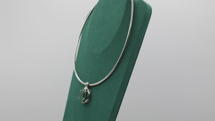 925 Sterling Silver Oval Green Spinel Stone Pendant Necklace 18x14mm