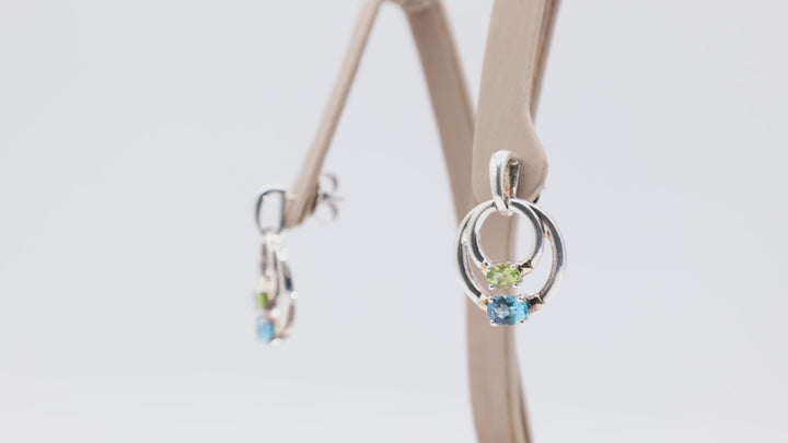 925 Sterling Silver Signed Lorenzo Multi Gemstone Earrings