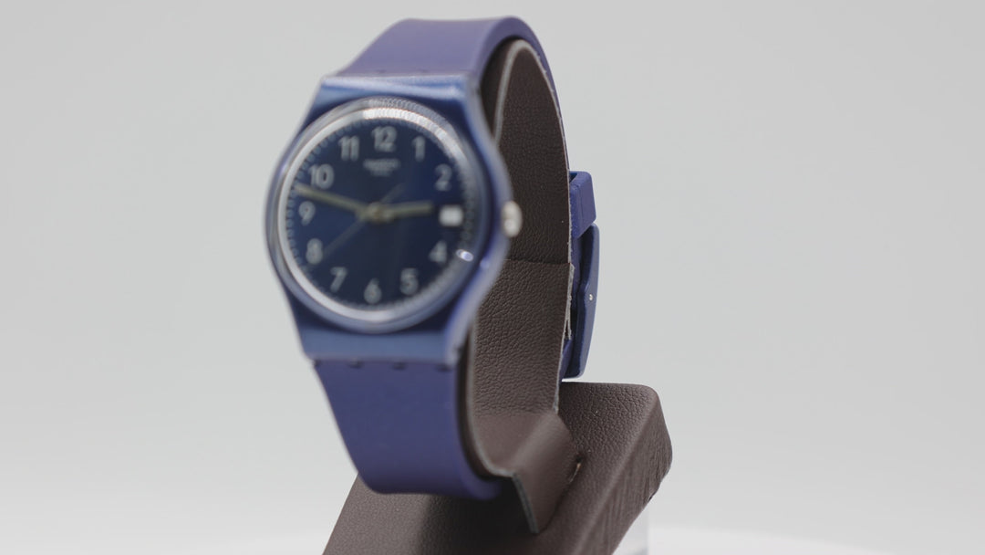 Swatch Navy Blue Silicone Band Watch Unisex Wristwatch