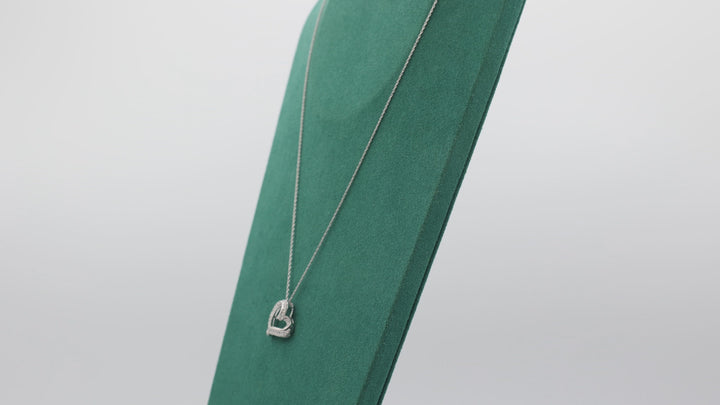 925 Sterling Silver 18 Inch Chain Open Heart Diamond Pendant Necklace