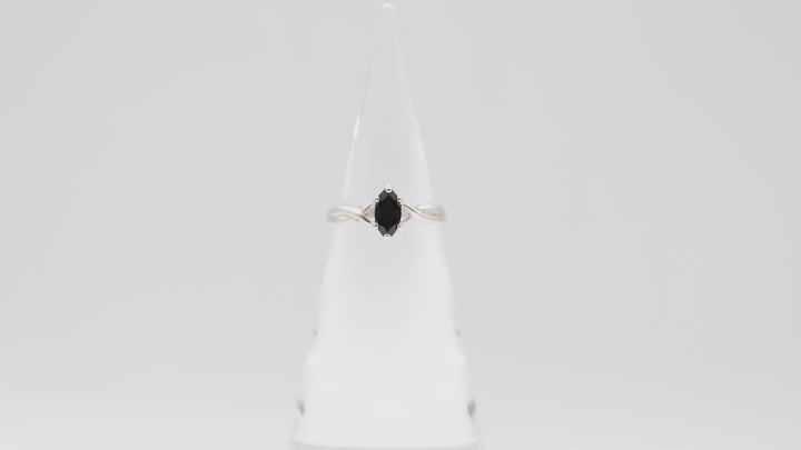 925 Sterling Silver Marquise Black Onyx Ring 11mmx5mm Size 11