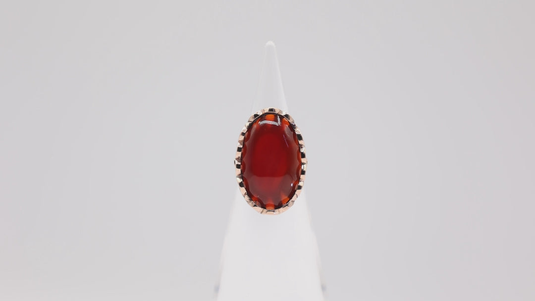 10k Yellow Gold Red Jasper Stone 13.5mmx22mm Ring - Size 5