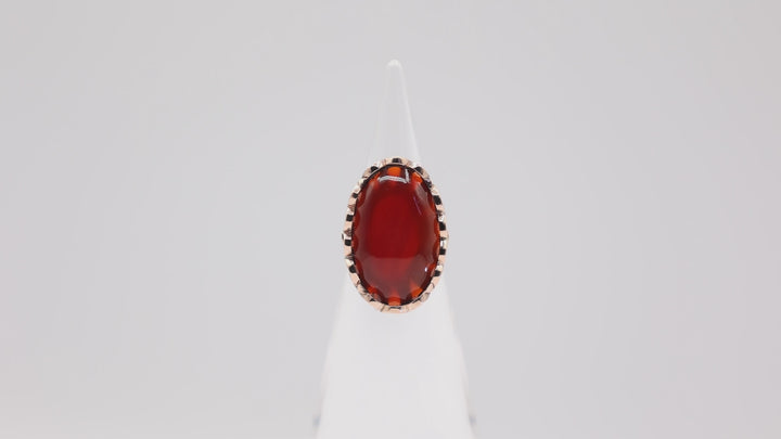 10k Yellow Gold Red Jasper Stone 13.5mmx22mm Ring - Size 5