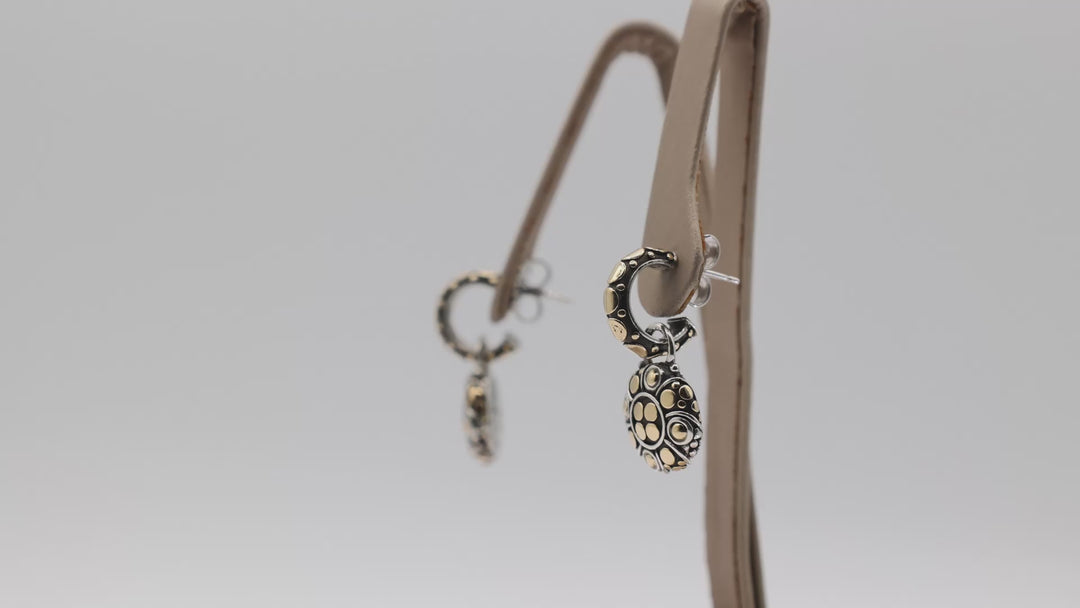 John Hardy Palu Bulan 18K Gold And Sterling Silver Round Hoop Earrings
