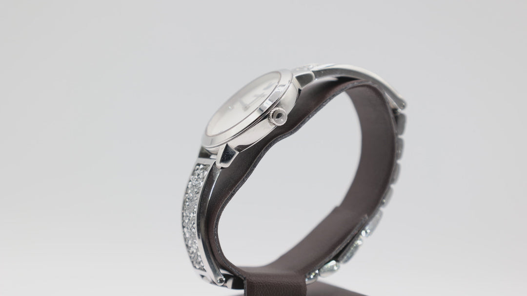 Swarovski Silver Toned With Clustered Rhinestones Watch