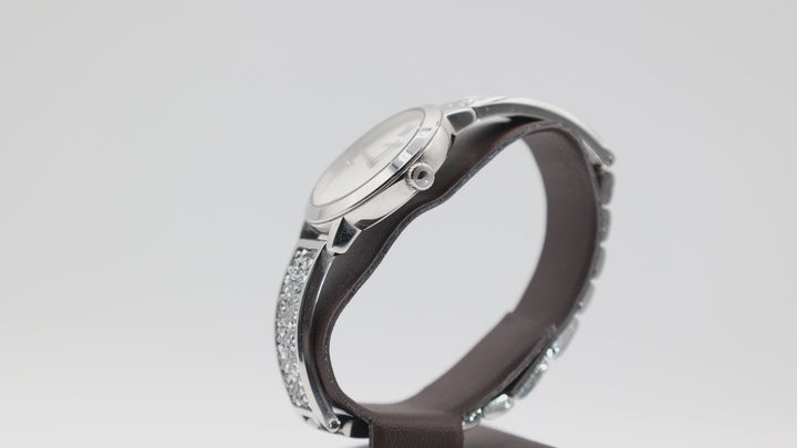 Swarovski Silver Toned With Clustered Rhinestones Watch