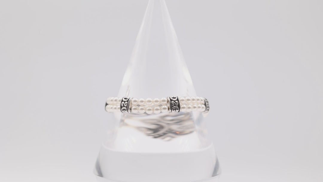 Brighton Faux Pearl And Silver 2 Row Bracelet For Elegance
