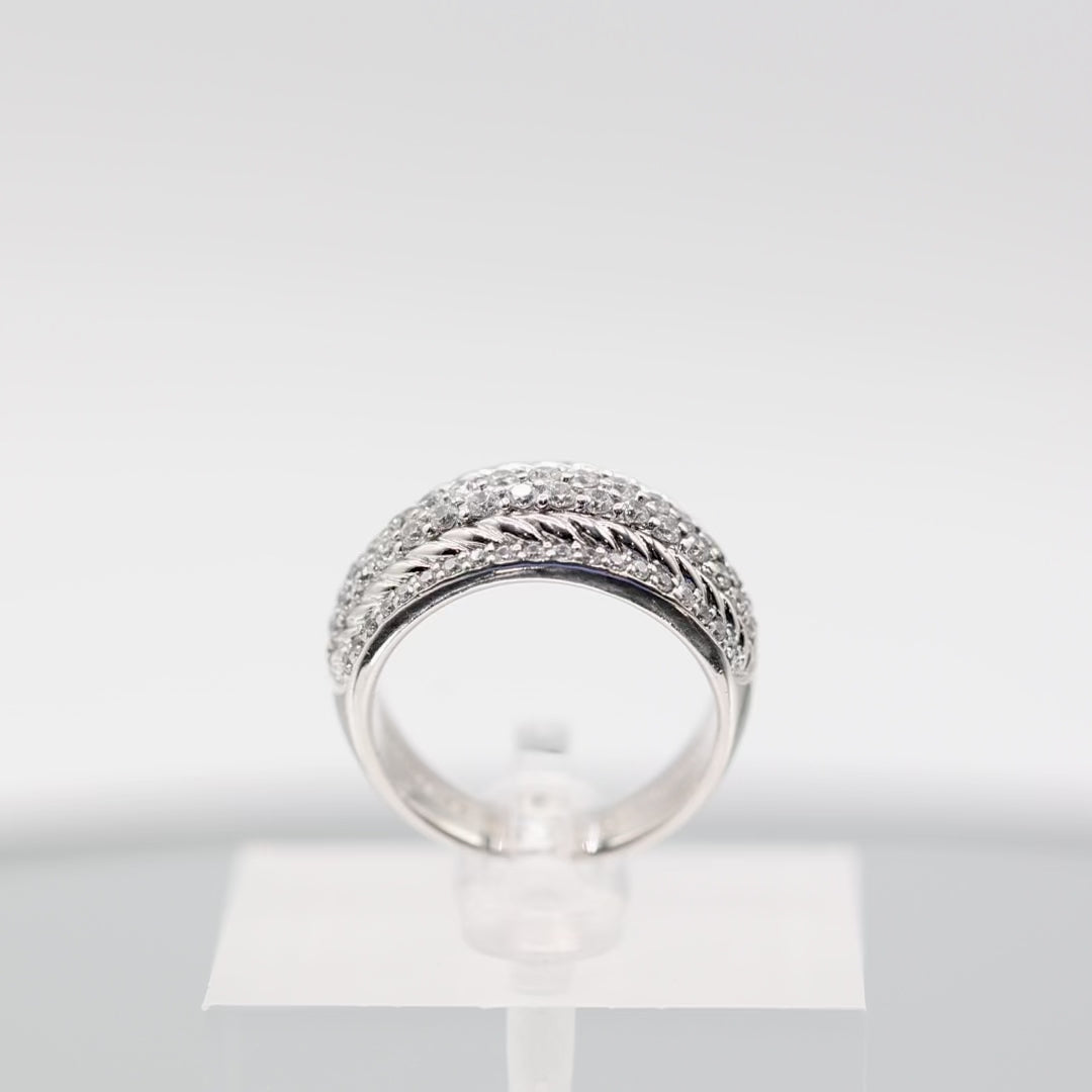 925 Sterling Silver Judith Ripka Cubic Zirconia Band Ring - Size 8