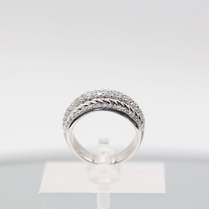 925 Sterling Silver Judith Ripka Cubic Zirconia Band Ring - Size 8