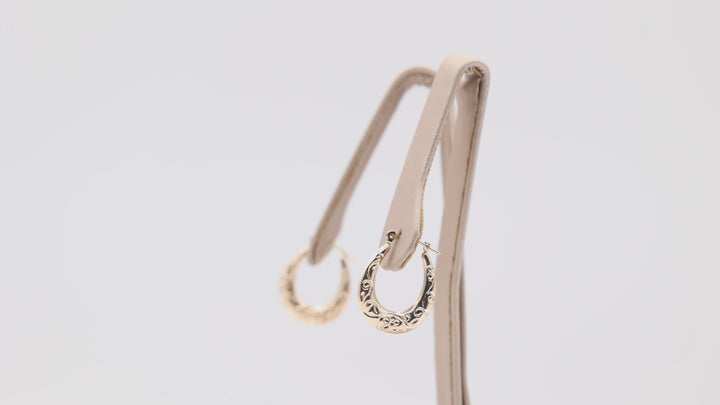 14k Yellow Gold Filigree Hoop Earrings for Elegant Style