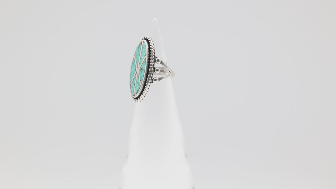 925 Sterling Silver Turquoise Navajo Ring Size 3