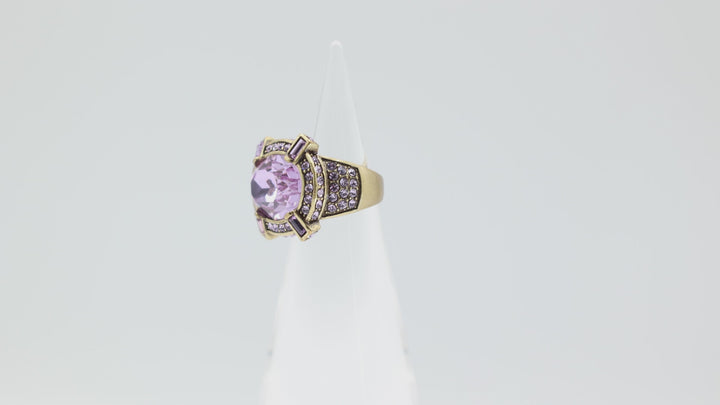 Heidi Daus Purple Crystal Halo Ring Size 6