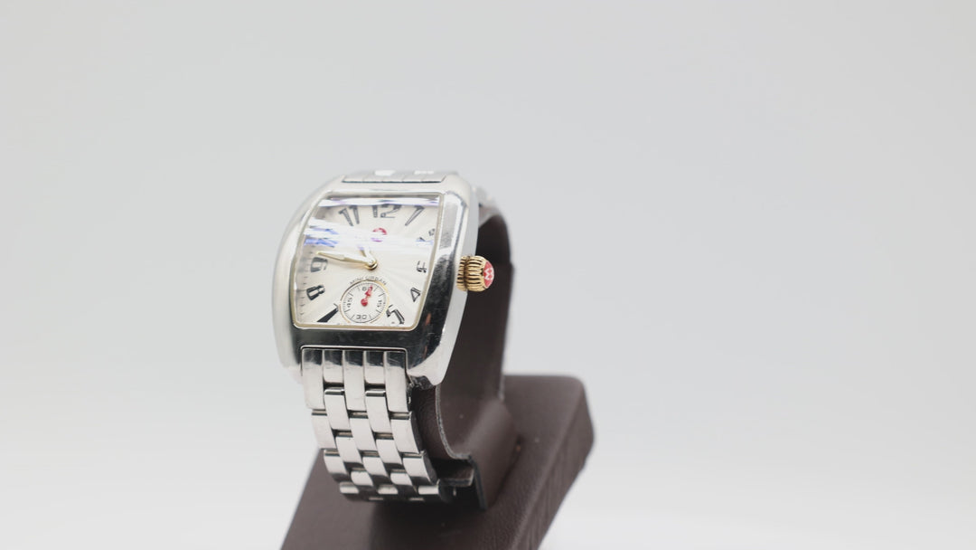 Michele Urban Silver Pewter Stainless Steel Watch