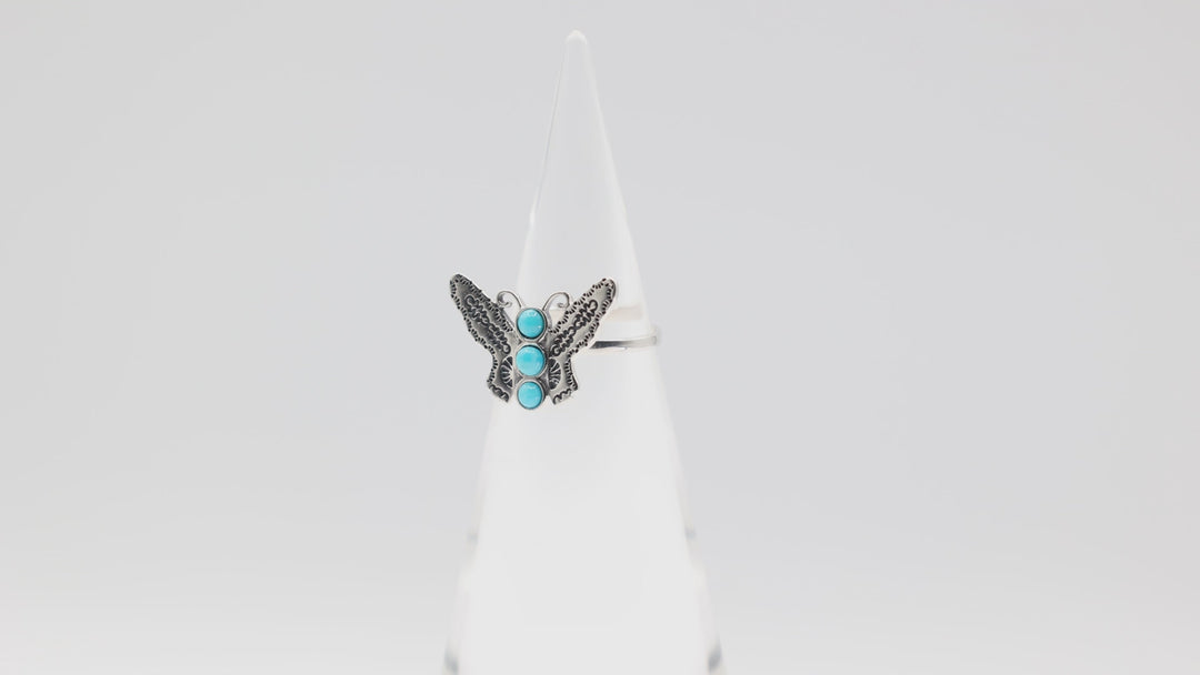 Sterling Silver Butterfly Kingman Turquoise Ring Size 8