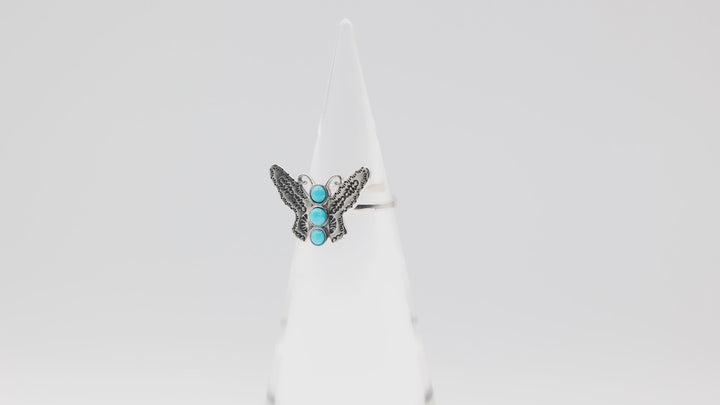 Sterling Silver Butterfly Kingman Turquoise Ring Size 8