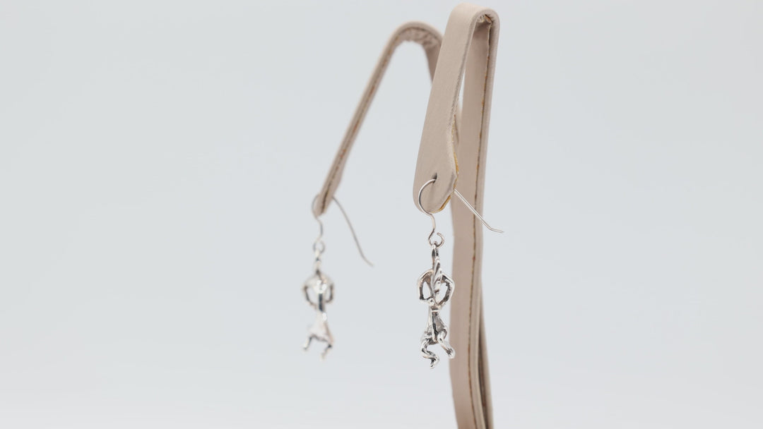 925 Sterling Silver Dancing Kokopelli Masha Dangle Earrings