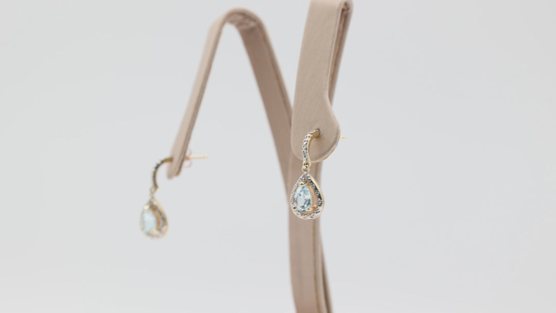 925 Sterling Silver Gold Plated Pear Shaped Blue Sapphire Drop Dangle Earrings