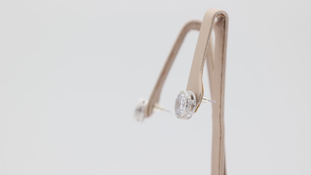925 Sterling Silver Round Clear Crystal Halo Stud Earrings