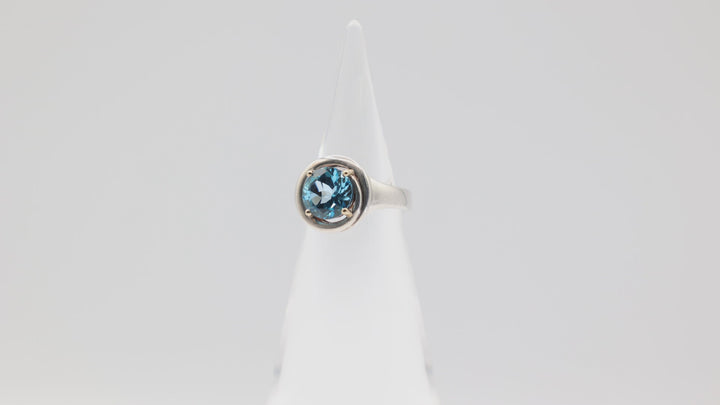 Lorenzo 925 and 18k Yellow Gold Blue Topaz Ring Size 6